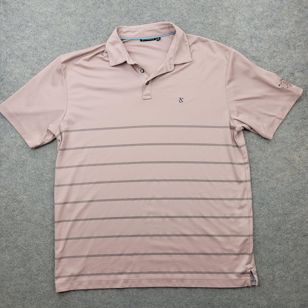 Devereux Polo Shirt Mens XL‎ Pink Stripe Golf Performance Stretch Casual Top
